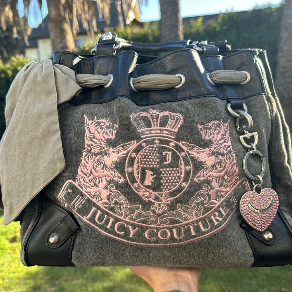 Juicy Couture Grey/Pink Royal Scottie Daydreamer Tote